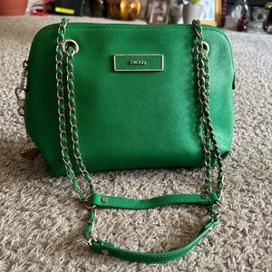 DKNY Green Crossbody Bag with Chain Straps
